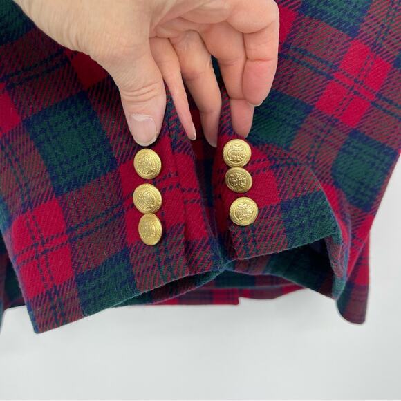 Pendleton Sz 16 Petite Wool Red Green Black Lined Blazer Tartan Vintage Holiday - Picture 5 of 16